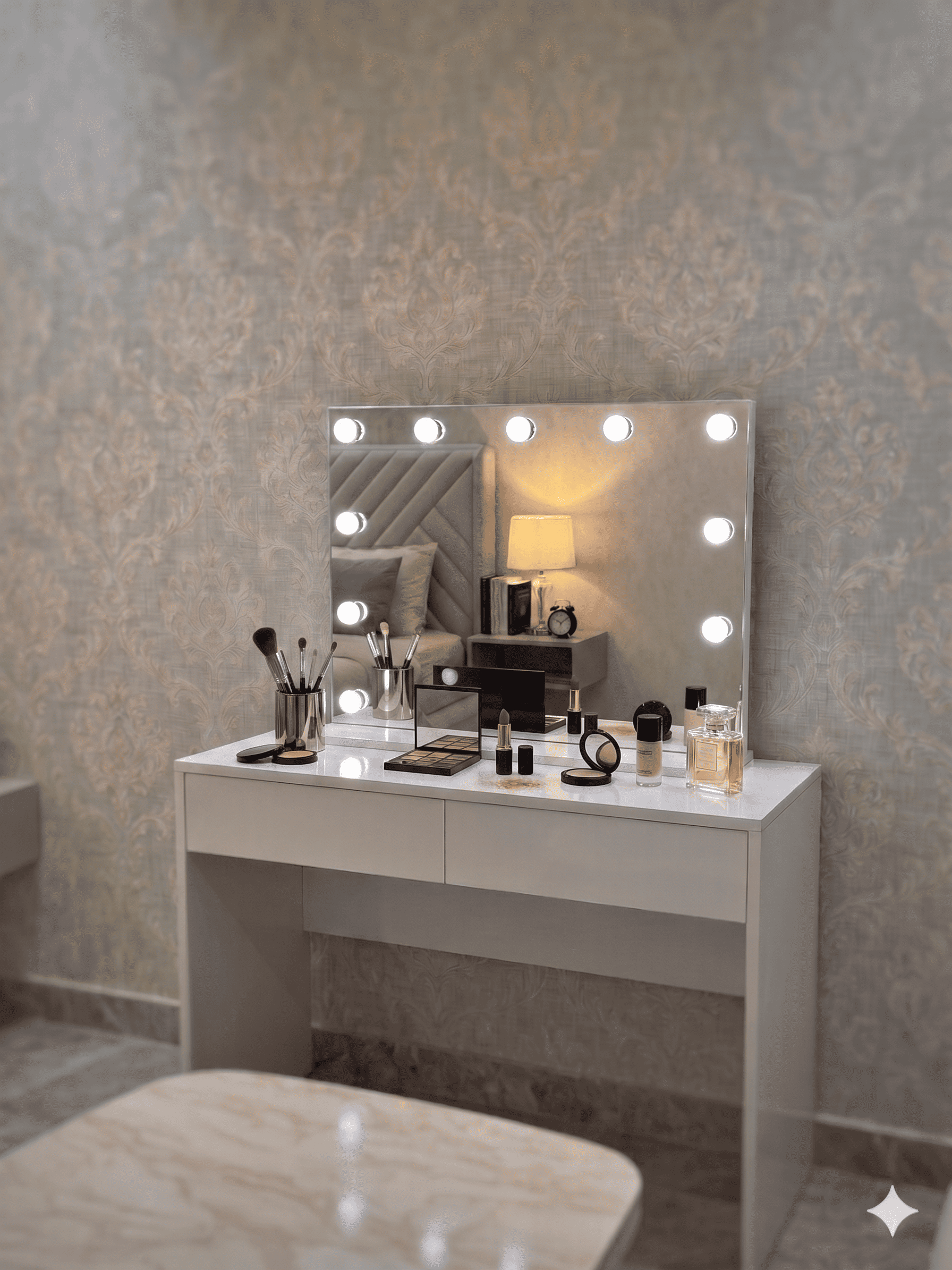 Miroir Hollywood Maquillage ( 80 x 60 ) - 11 Ampoules LED (3 couleurs) dimmables