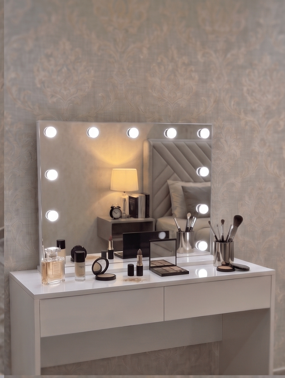 Miroir Hollywood Maquillage ( 80 x 60 ) - 11 Ampoules LED (3 couleurs) dimmables — photo 3
