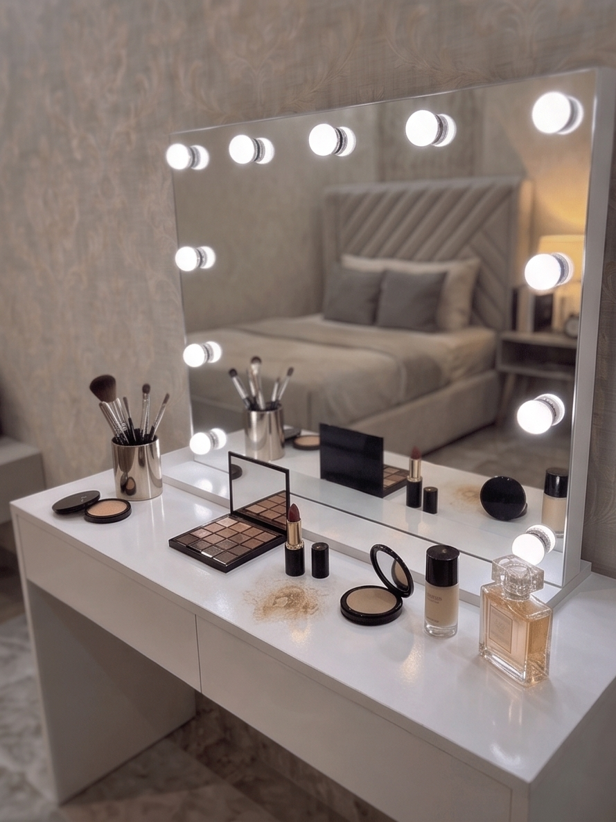 Miroir Hollywood Maquillage ( 80 x 60 ) - 11 Ampoules LED (3 couleurs) dimmables — photo 4