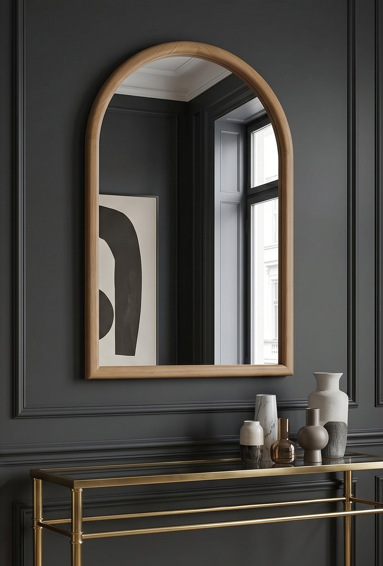 Miroir arche en Bois Naturel (80cmx50cm)