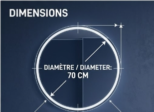 Miroir Lumineux LED Rond – Design Minimaliste et Élégant (70 cm) — photo 4