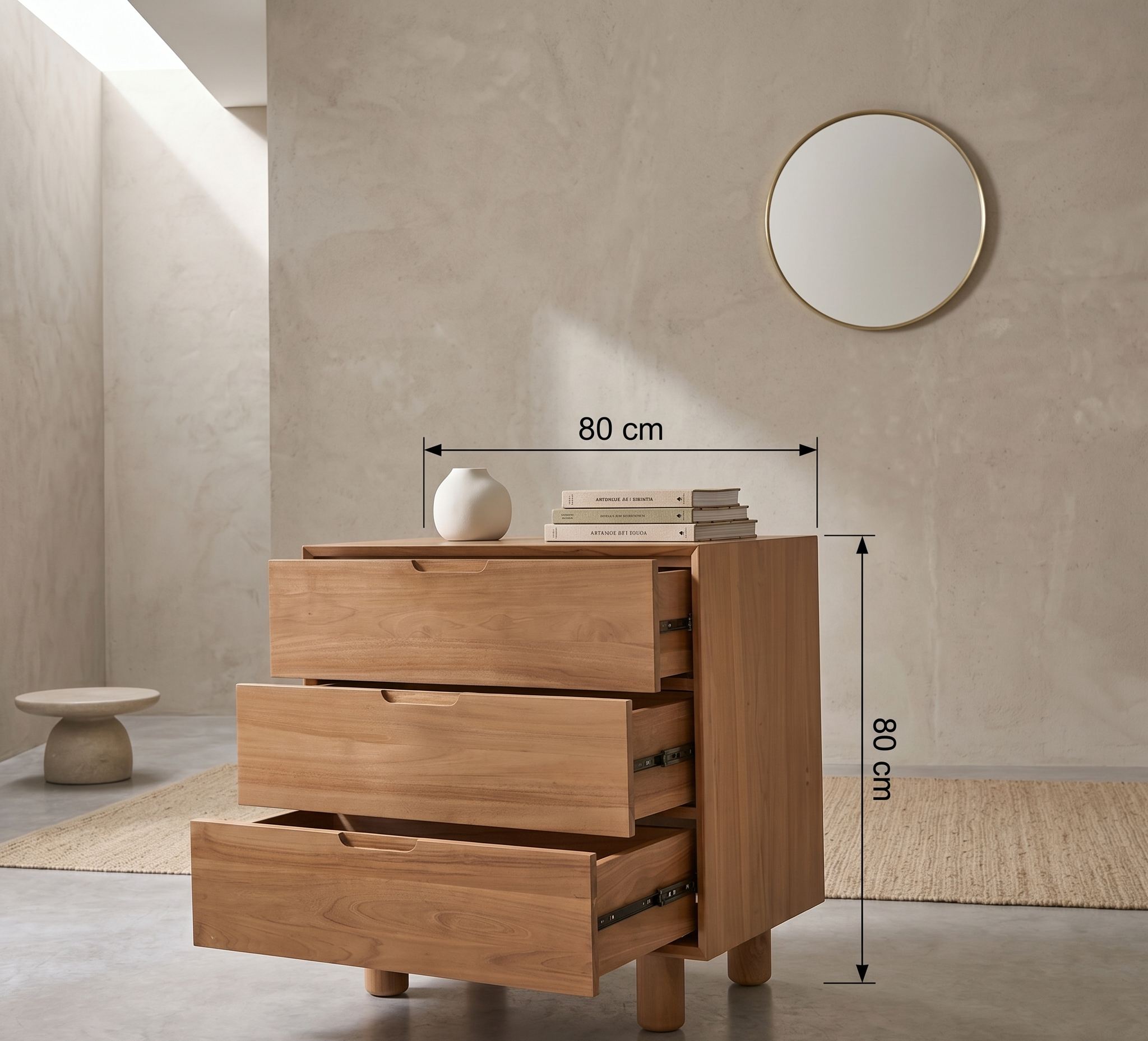 Commode en teck massif 80 cm NORDICA — photo 4