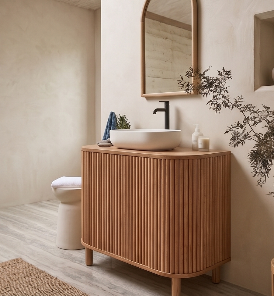 Meuble sous-vasque en teck massif COLINE – 90 cm — photo 2