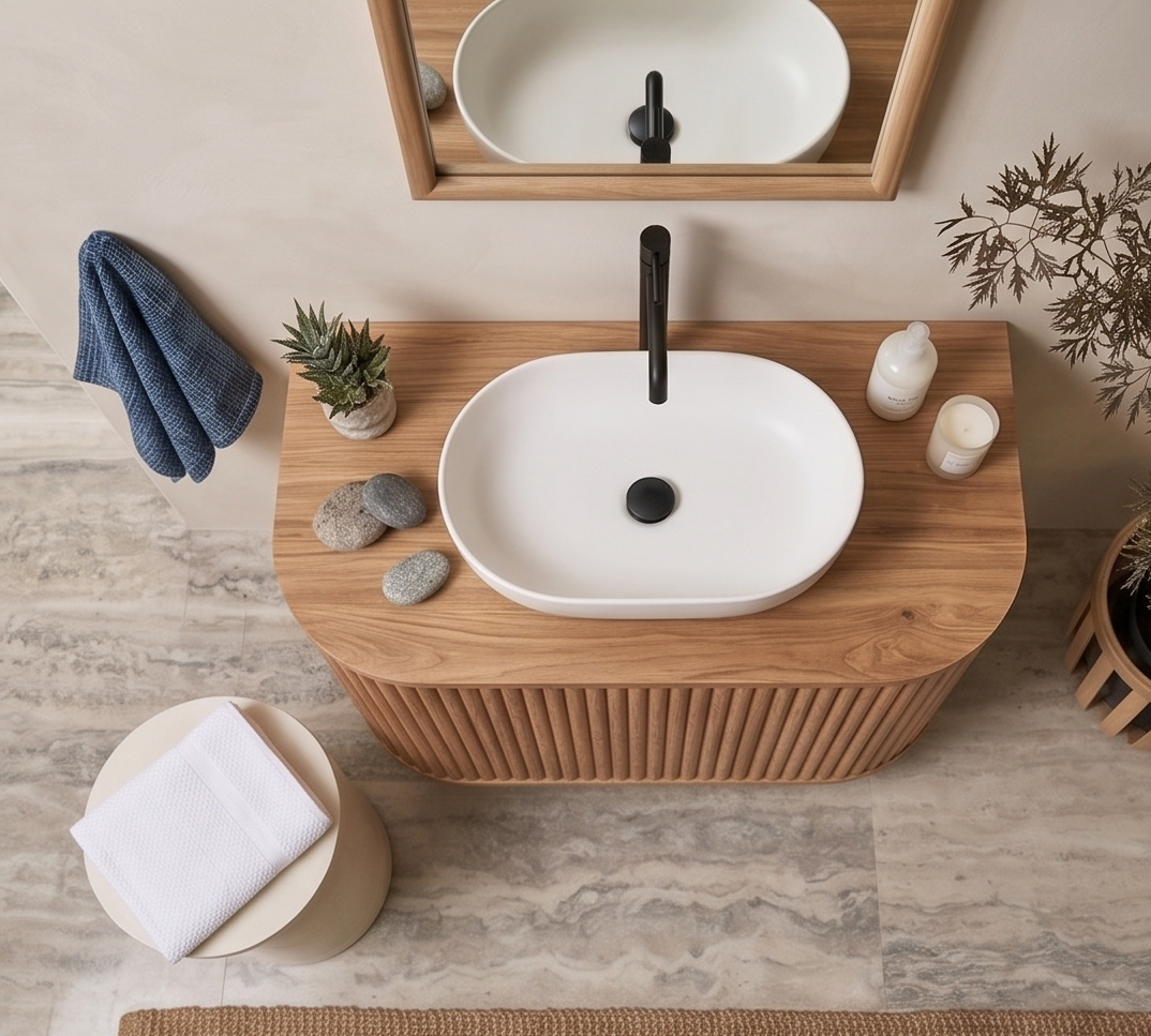 Meuble sous-vasque en teck massif COLINE – 90 cm — photo 4