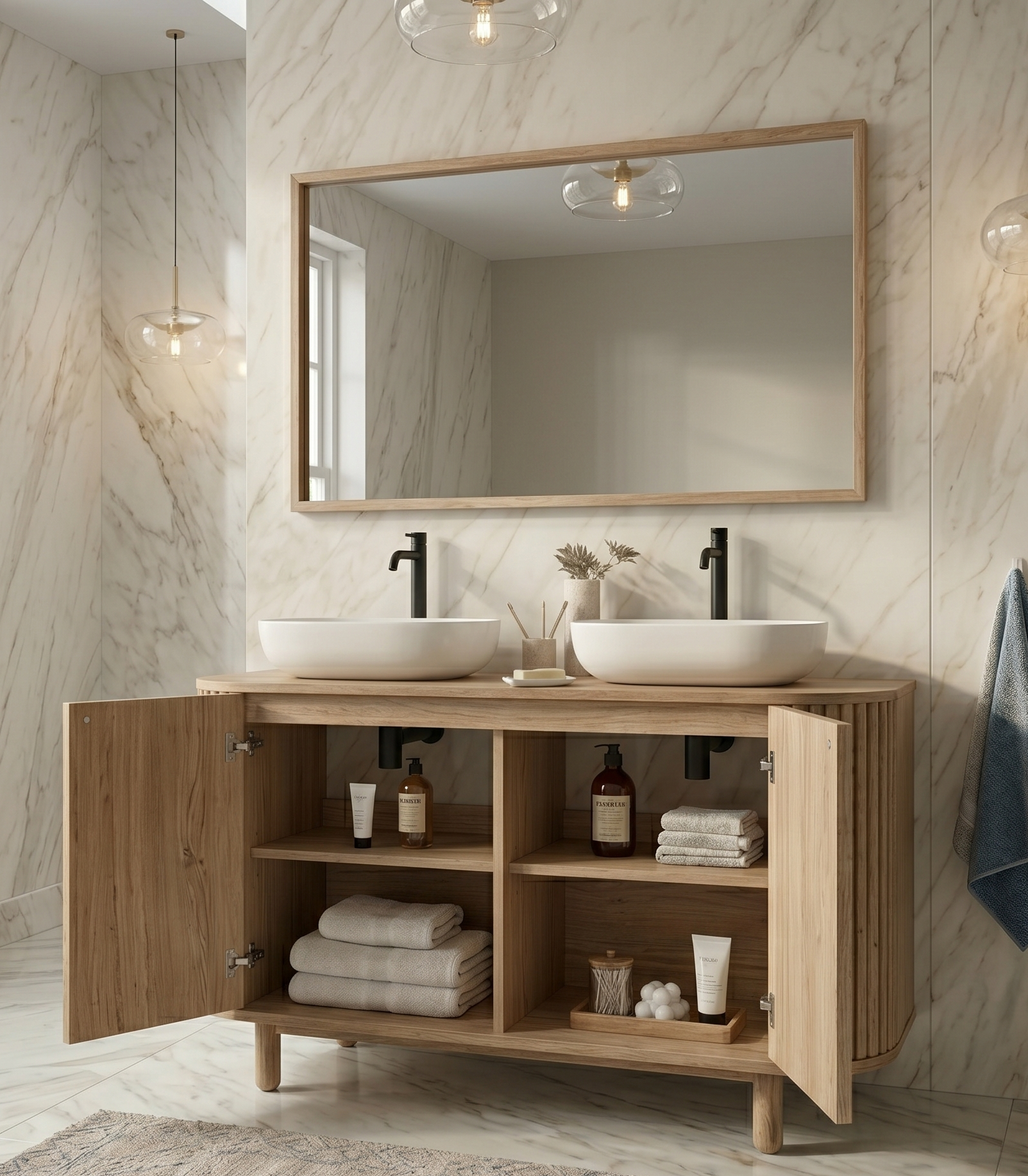 Meuble sous-vasque double en teck massif COLINE – 140 cm — photo 4