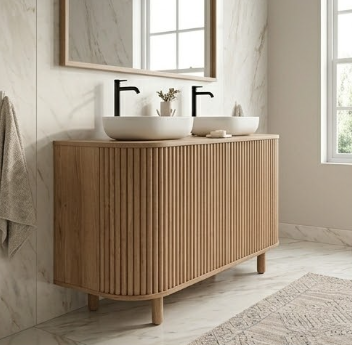 Meuble sous-vasque double en teck massif COLINE – 140 cm — photo 3