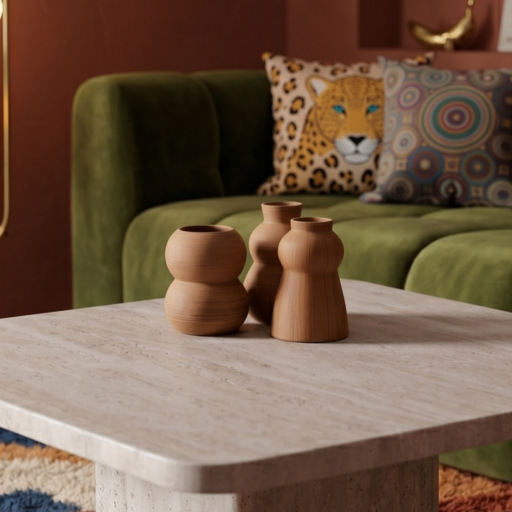 La Table Basse en Travertin "Aura" 70 x 70 cm — photo 4