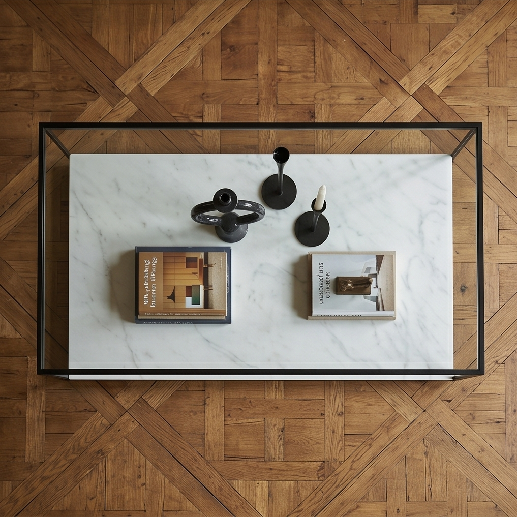 La Table Basse "Lumina" en Verre et Marbre Blanc 120 x 70 cm — photo 2