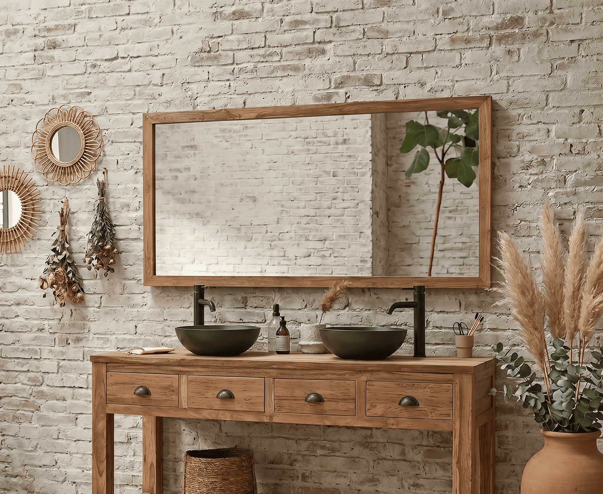 Miroir Rectangulaire en Teck Massif Recyclé 160x80 cm - Collection BORNEO