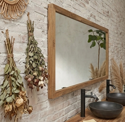 Miroir Rectangulaire en Teck Massif Recyclé 160x80 cm - Collection BORNEO — photo 2