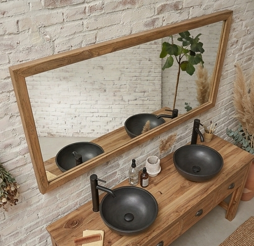 Miroir Rectangulaire en Teck Massif Recyclé 160x80 cm - Collection BORNEO — photo 4