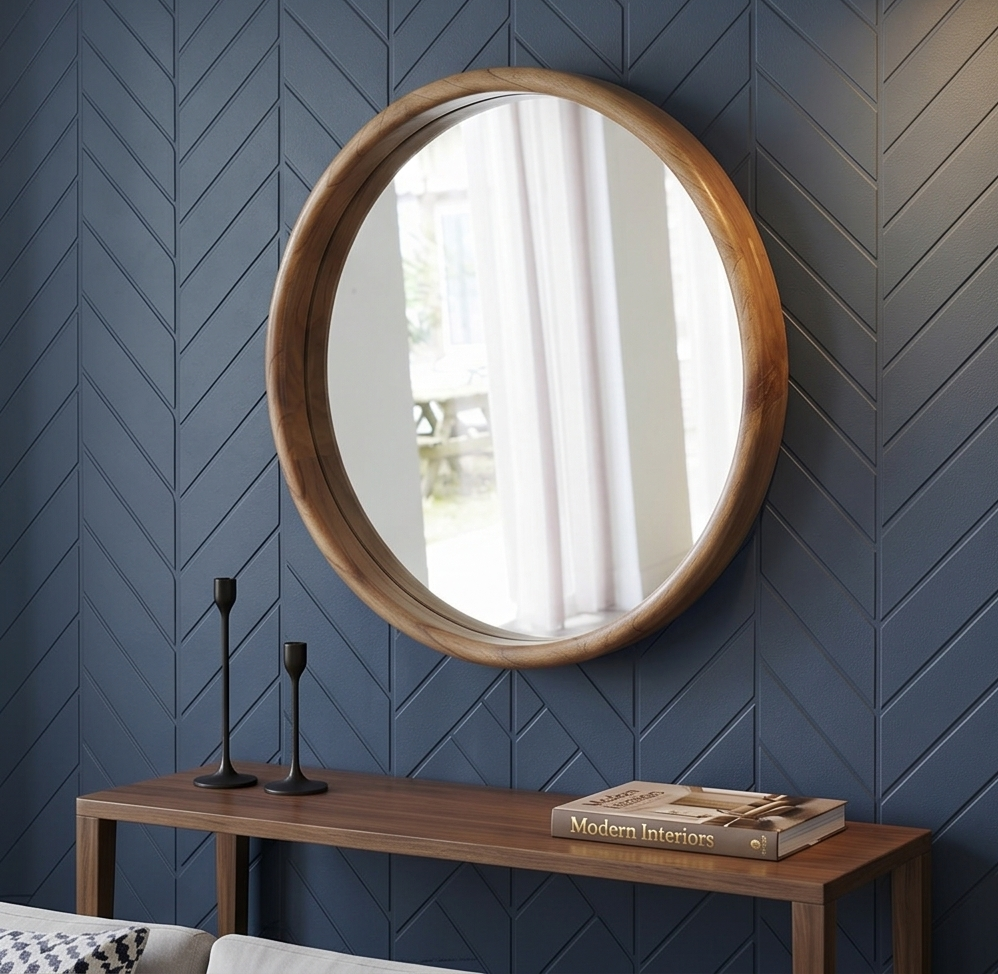 Miroir Rond en Mindi Massif 50 cm – HANA