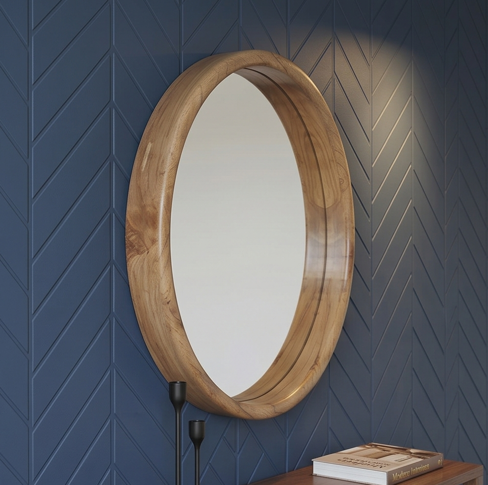 Miroir Rond en Mindi Massif 50 cm – HANA — photo 3