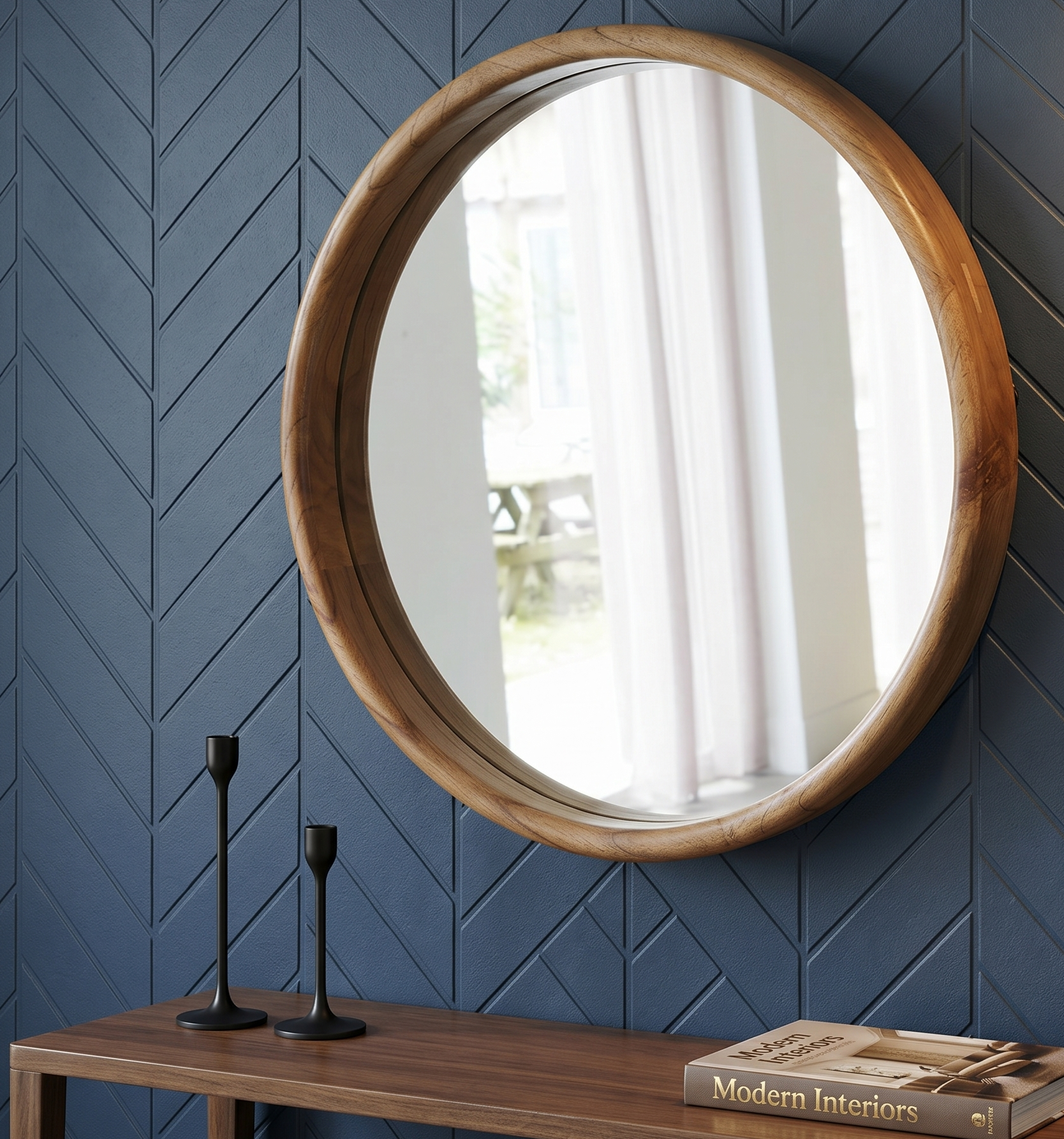 Miroir Rond en Mindi Massif 50 cm – HANA — photo 4
