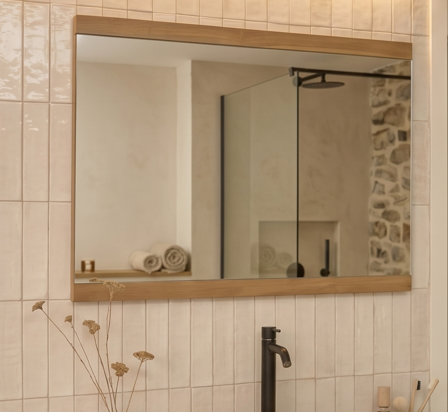 Miroir en Teck Massif Recyclé NAHELE – 80x60 cm — photo 2