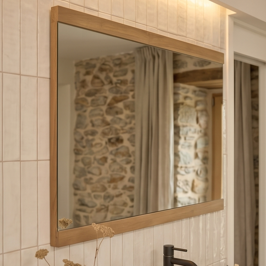 Miroir en Teck Massif Recyclé NAHELE – 80x60 cm — photo 3