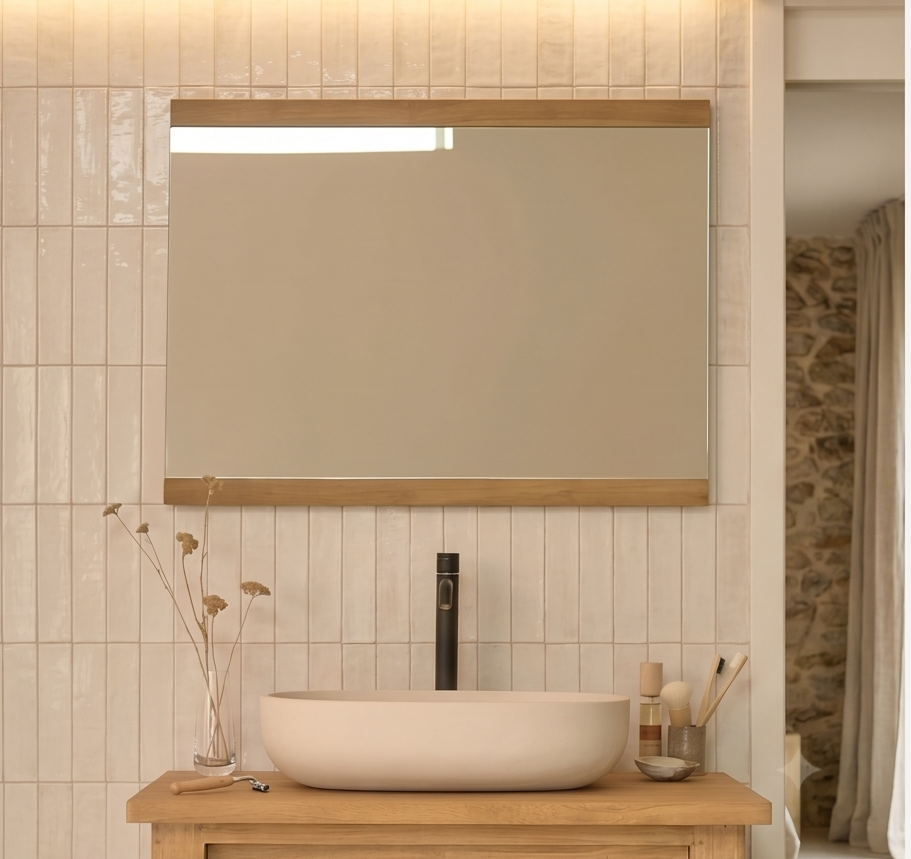 Miroir en Teck Massif Recyclé NAHELE – 80x60 cm